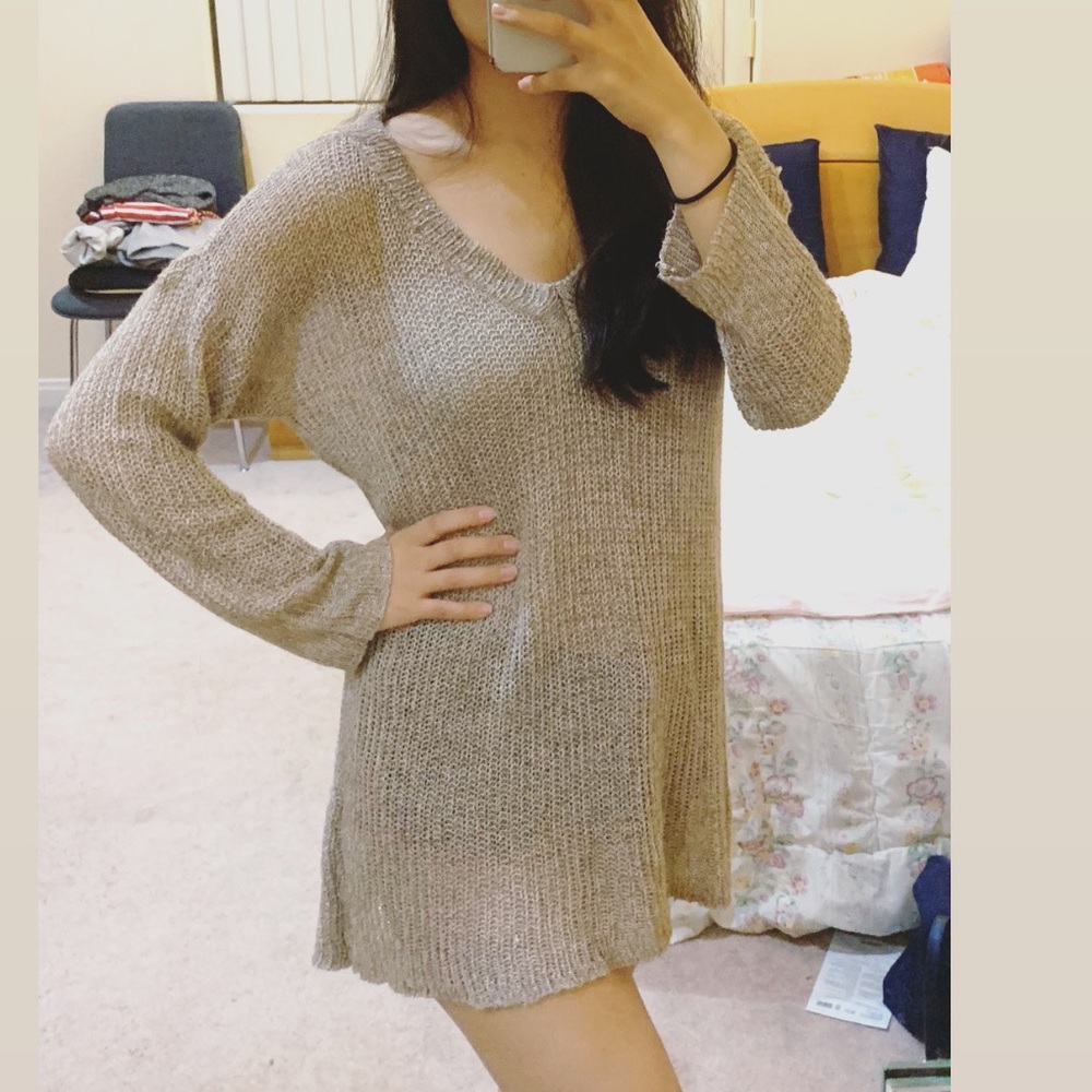 Cream/Tan Brandy Melville Knit Sweater Dress